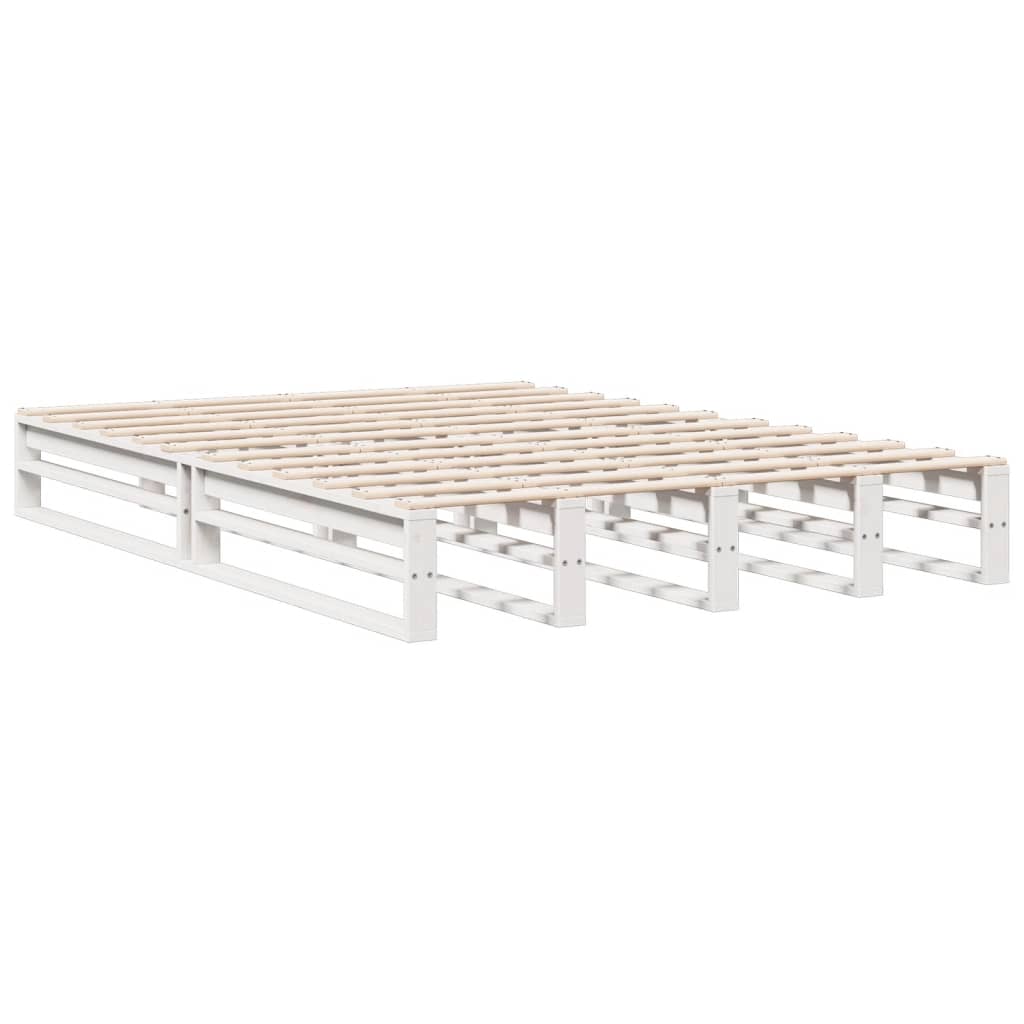 Seng Med Bokhylle Uten Madrass Hvit 160X200 Cm Heltre Furu
