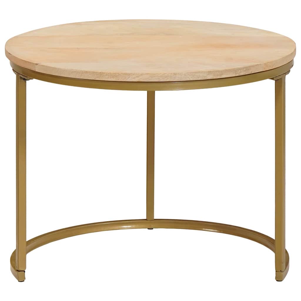 Nestende Kaffebord 3 Pcs Hvit Massivt Mangotre Og Stål