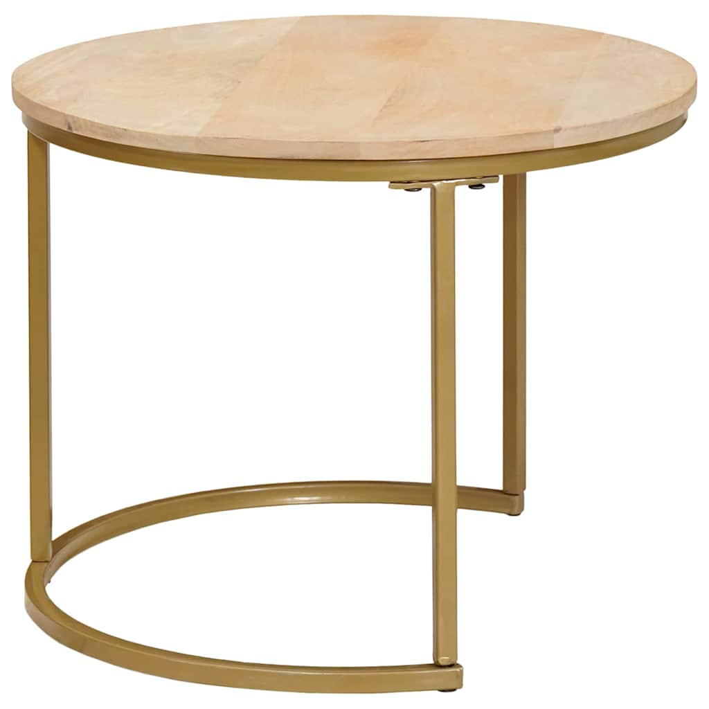 Nestende Kaffebord 3 Pcs Hvit Massivt Mangotre Og Stål