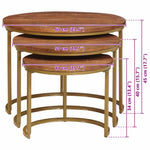 Nestende Kaffebord 3 Pcs Honning Brun Massivt Mangotre Og Stål