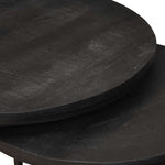 Nestende Kaffebord 3 Pcs Svart Massivt Mangotre Og Stål