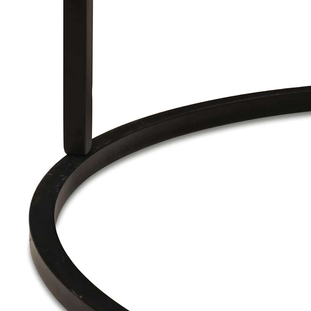 Nestende Kaffebord 3 Pcs Svart Massivt Mangotre Og Stål