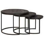 Nestende Kaffebord 3 Pcs Svart Massivt Mangotre Og Stål