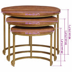 Nestende Kaffebord 3 Pcs Honning Brun Massivt Mangotre Og Stål
