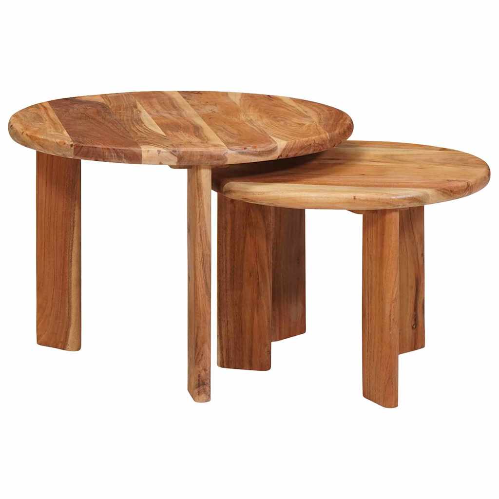 Nestende Kaffebord 2 Pcs Brun Solid Akasietre