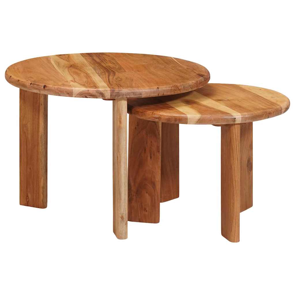 Nestende Kaffebord 2 Pcs Brun Solid Akasietre