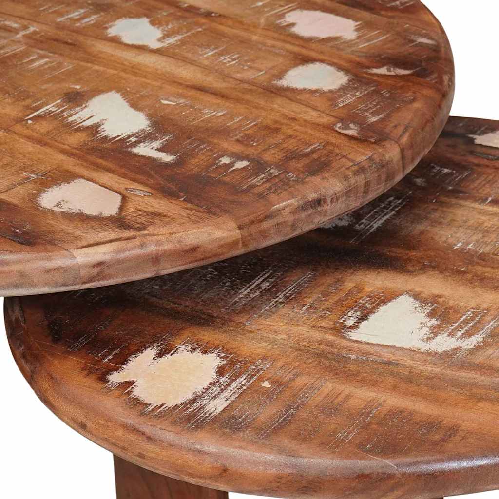 Nestende Kaffebord 2 Pcs Flerfarget Massiv Gjenbrukt Treverk