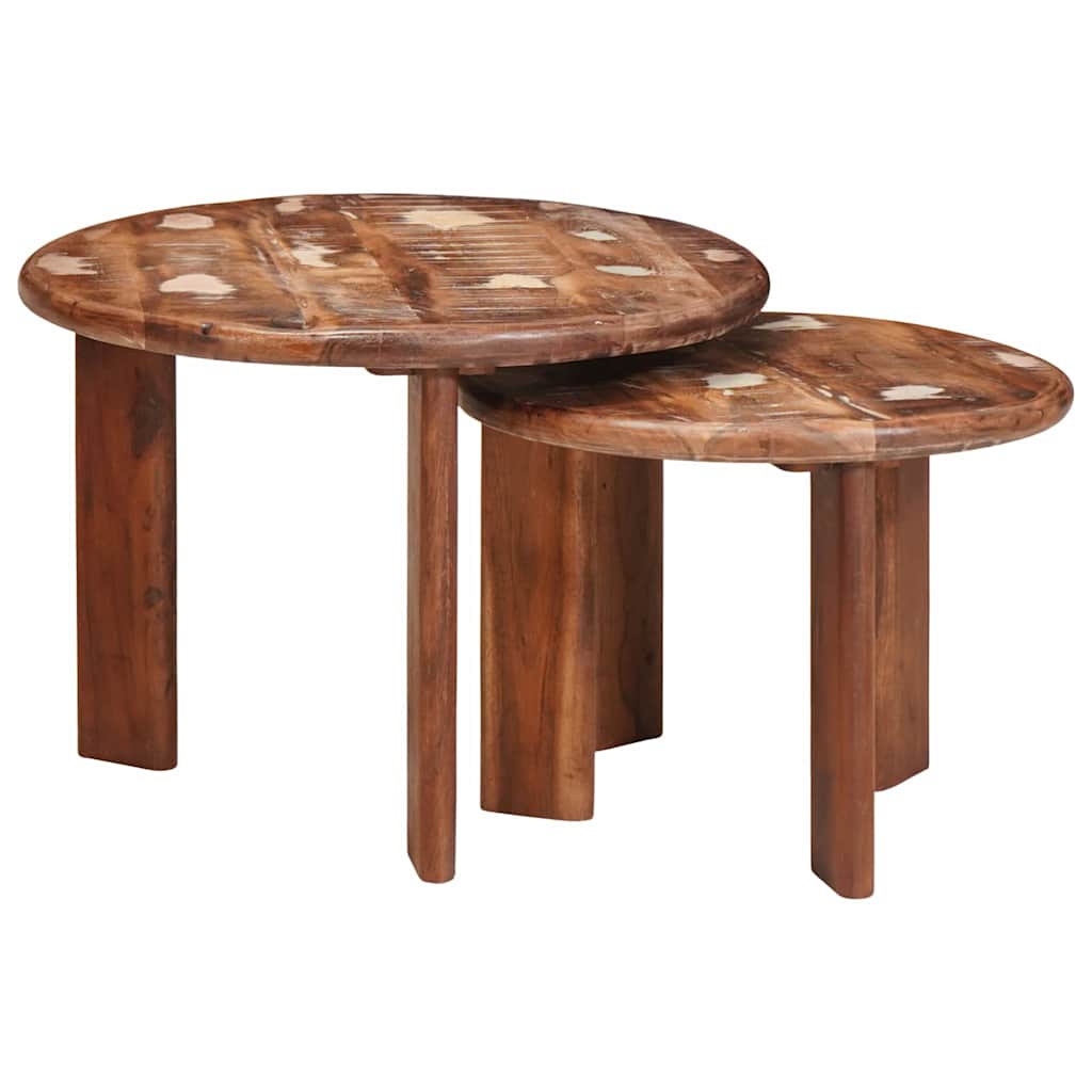 Nestende Kaffebord 2 Pcs Flerfarget Massiv Gjenbrukt Treverk