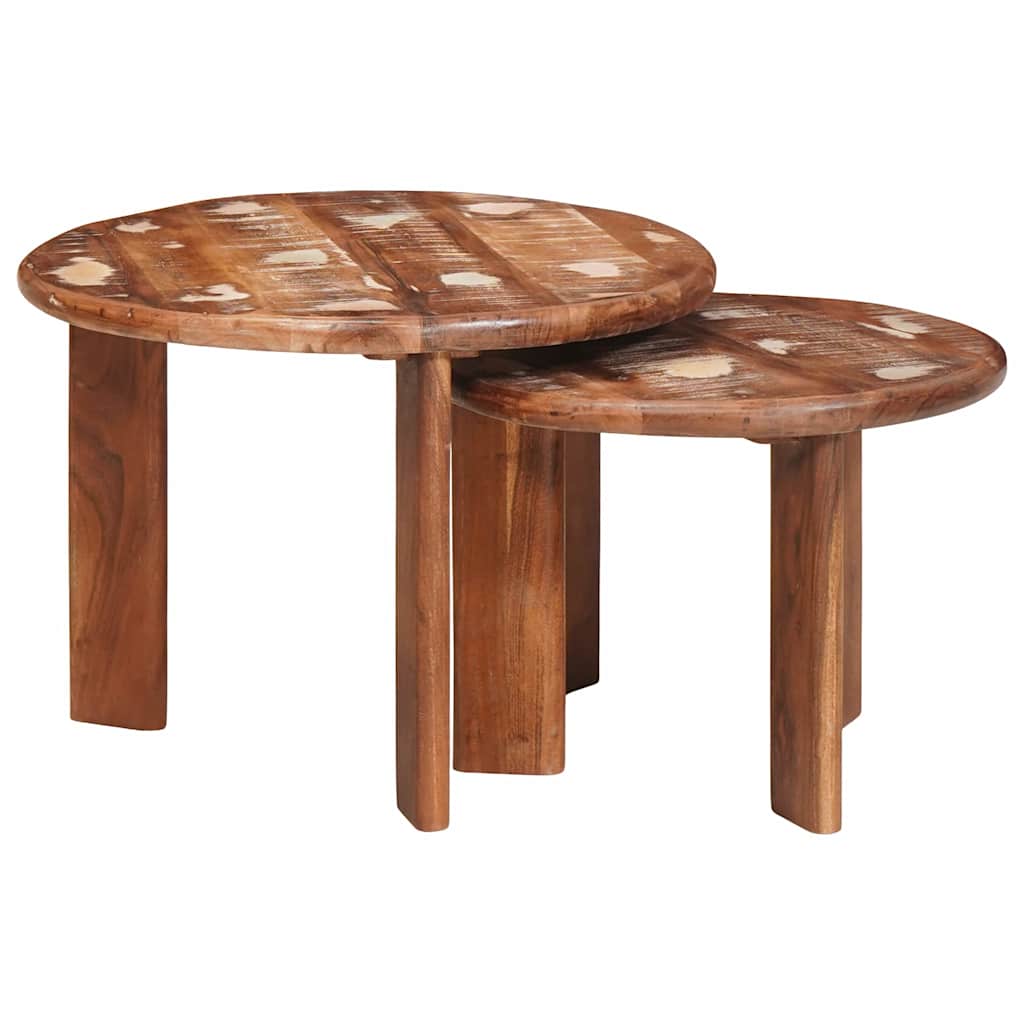 Nestende Kaffebord 2 Pcs Flerfarget Massiv Gjenbrukt Treverk