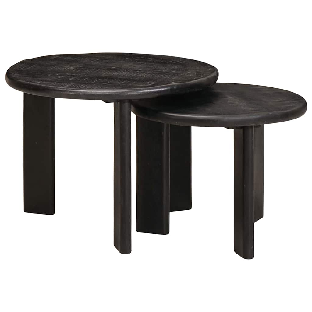 Nestende Kaffebord 2 Pcs Hvit Massiv Mango Tre