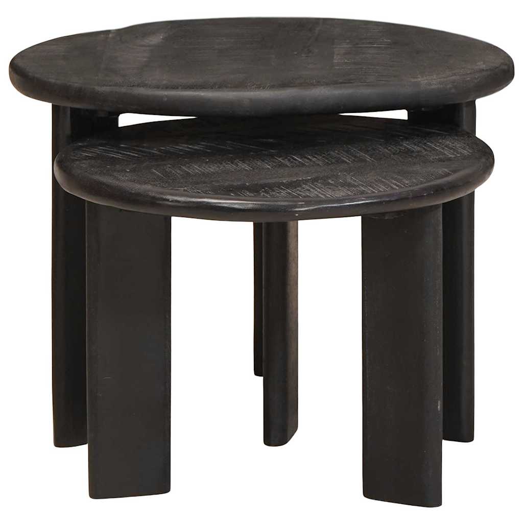 Nestende Kaffebord 2 Pcs Hvit Massiv Mango Tre