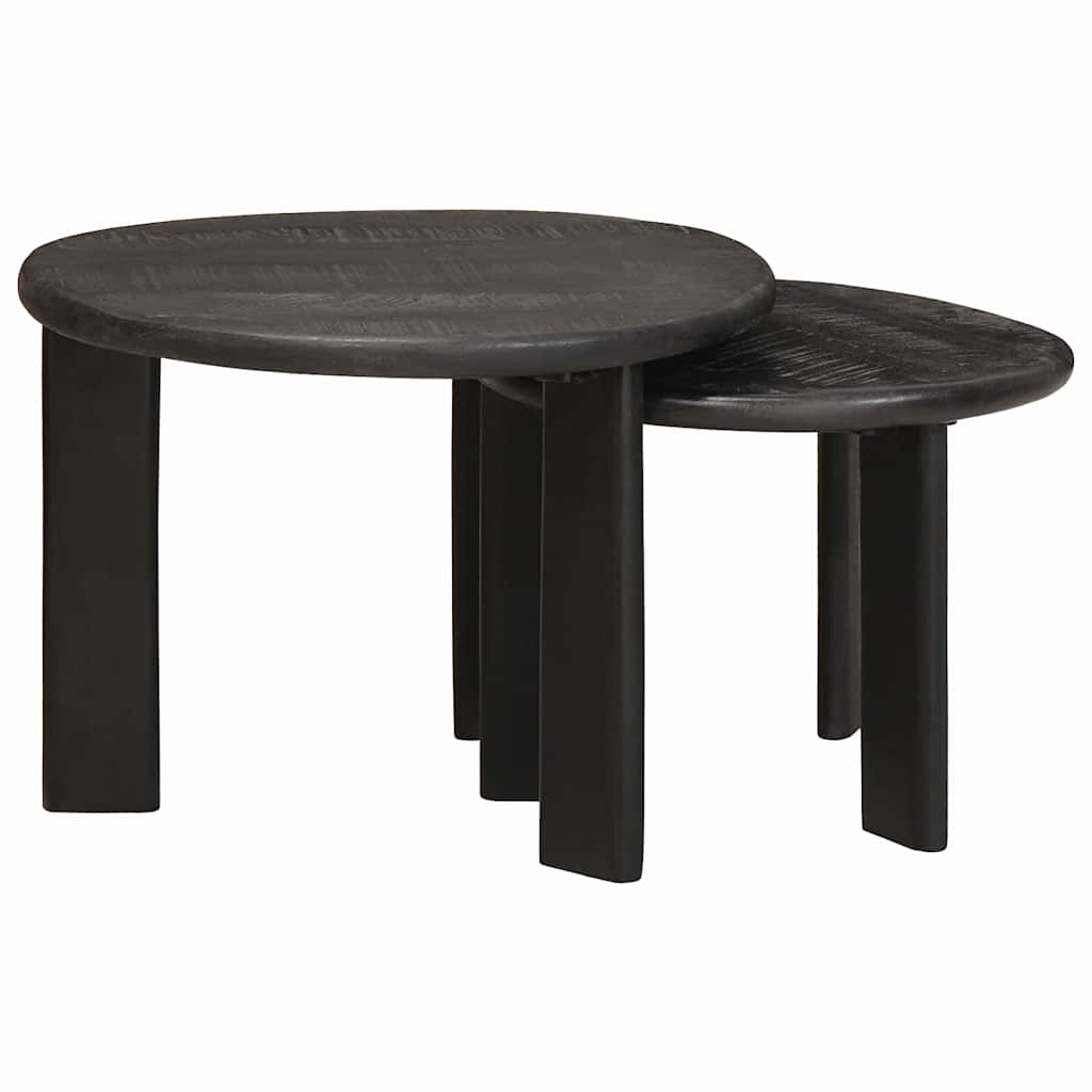 Nestende Kaffebord 2 Pcs Hvit Massiv Mango Tre
