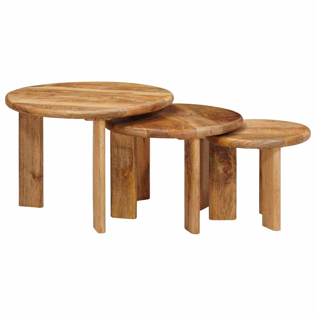 Nestende Kaffebord 3 Pcs Brun Massiv Mango Tre