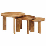 Nestende Kaffebord 3 Pcs Brun Massiv Mango Tre