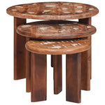 Nestende Kaffebord 3 Pcs Flerfarget Massiv Gjenbrukt Treverk