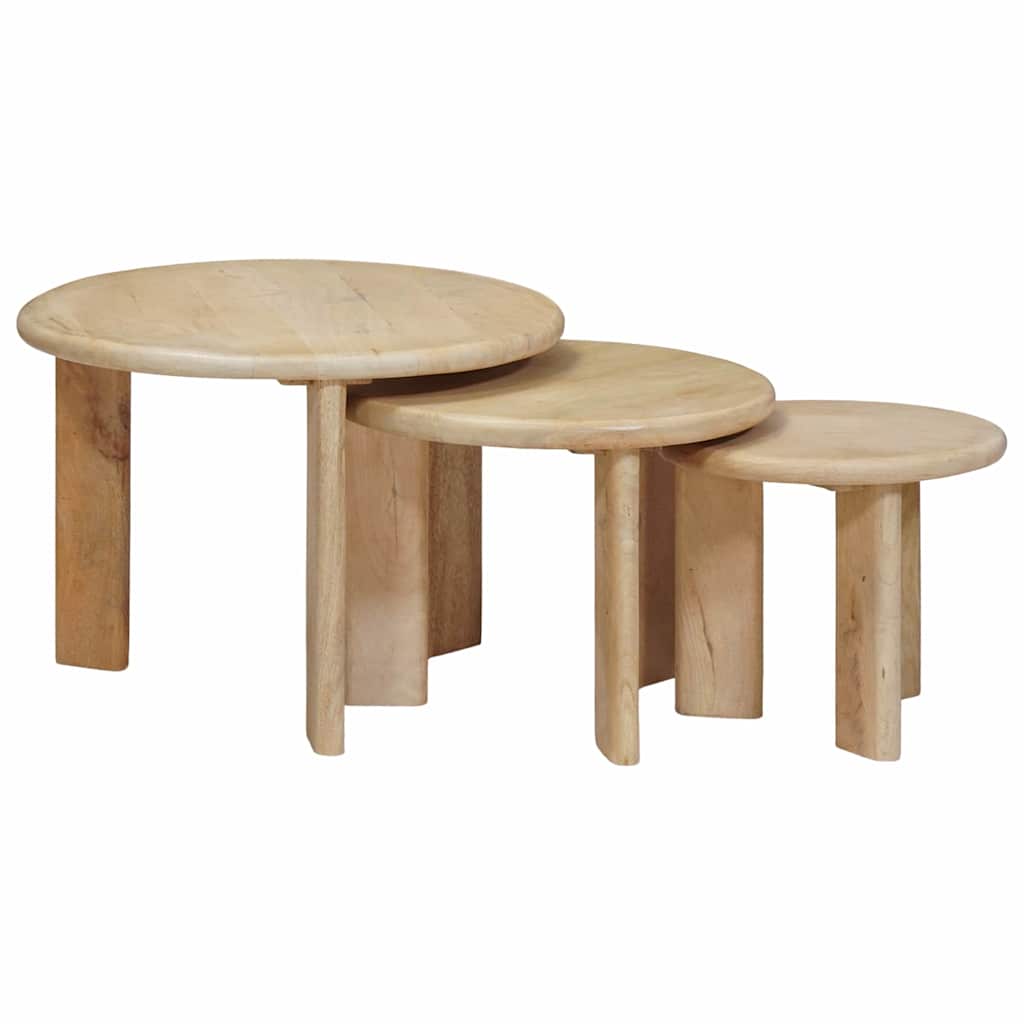 Nestende Kaffebord 3 Pcs Svart Massiv Mango Tre