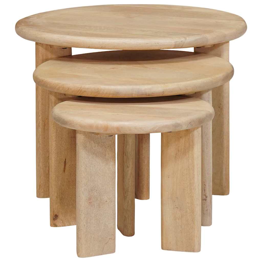 Nestende Kaffebord 3 Pcs Svart Massiv Mango Tre