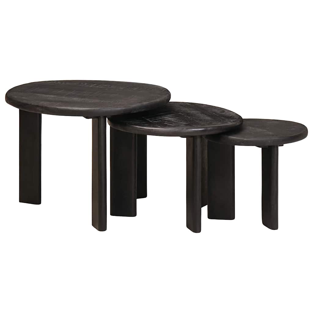 Nestende Kaffebord 3 Pcs Hvit Massiv Mango Tre