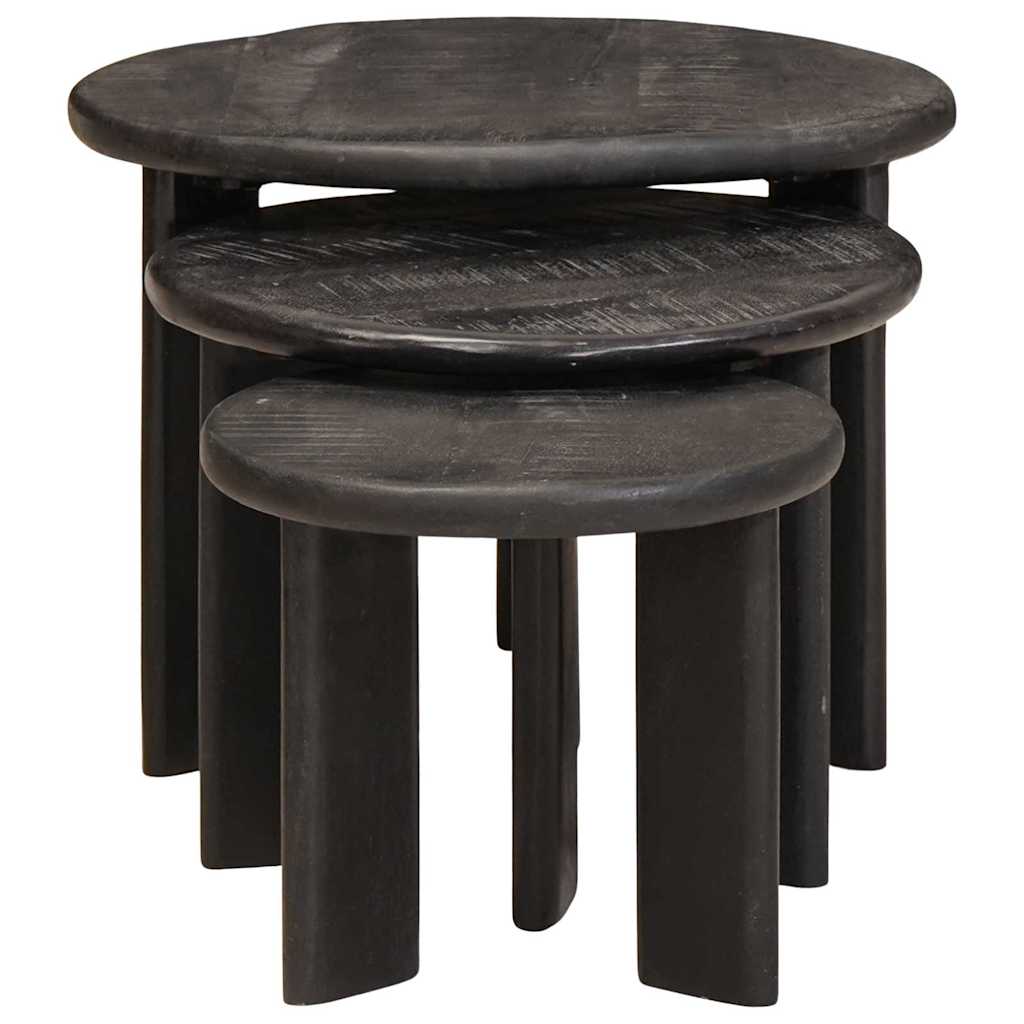 Nestende Kaffebord 3 Pcs Hvit Massiv Mango Tre