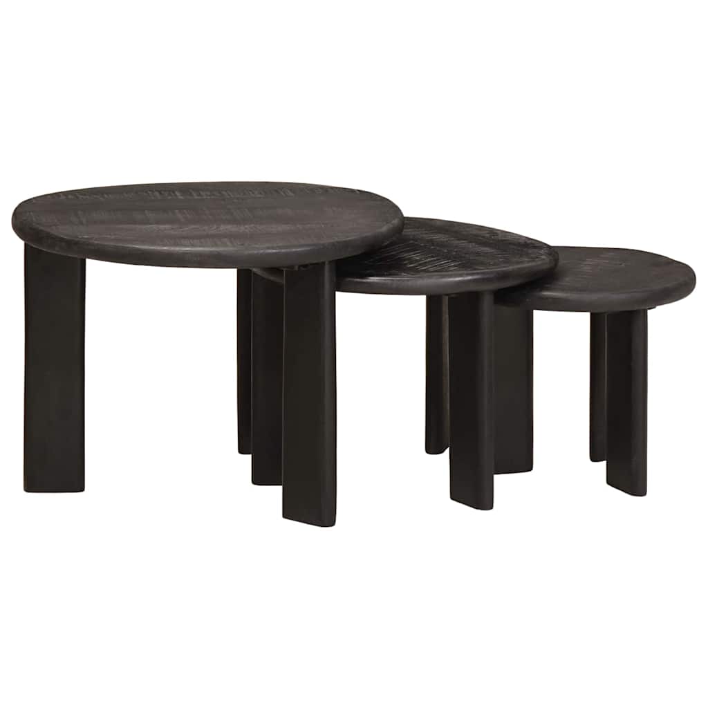 Nestende Kaffebord 3 Pcs Hvit Massiv Mango Tre