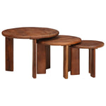 Nestende Kaffebord 3 Pcs Honning Brun Massiv Mango Tre