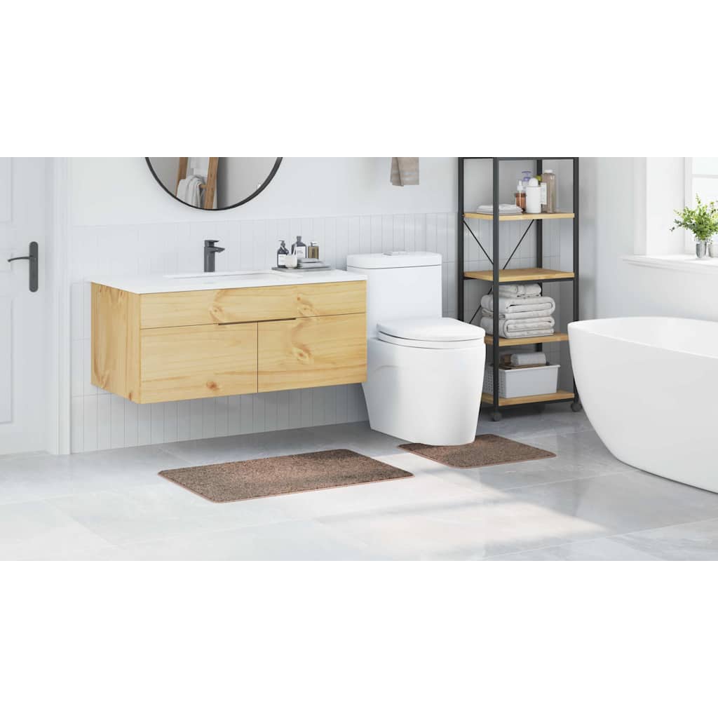 Anti-Skli Baderomsmatte Sett 2 Pcs Brun Pp