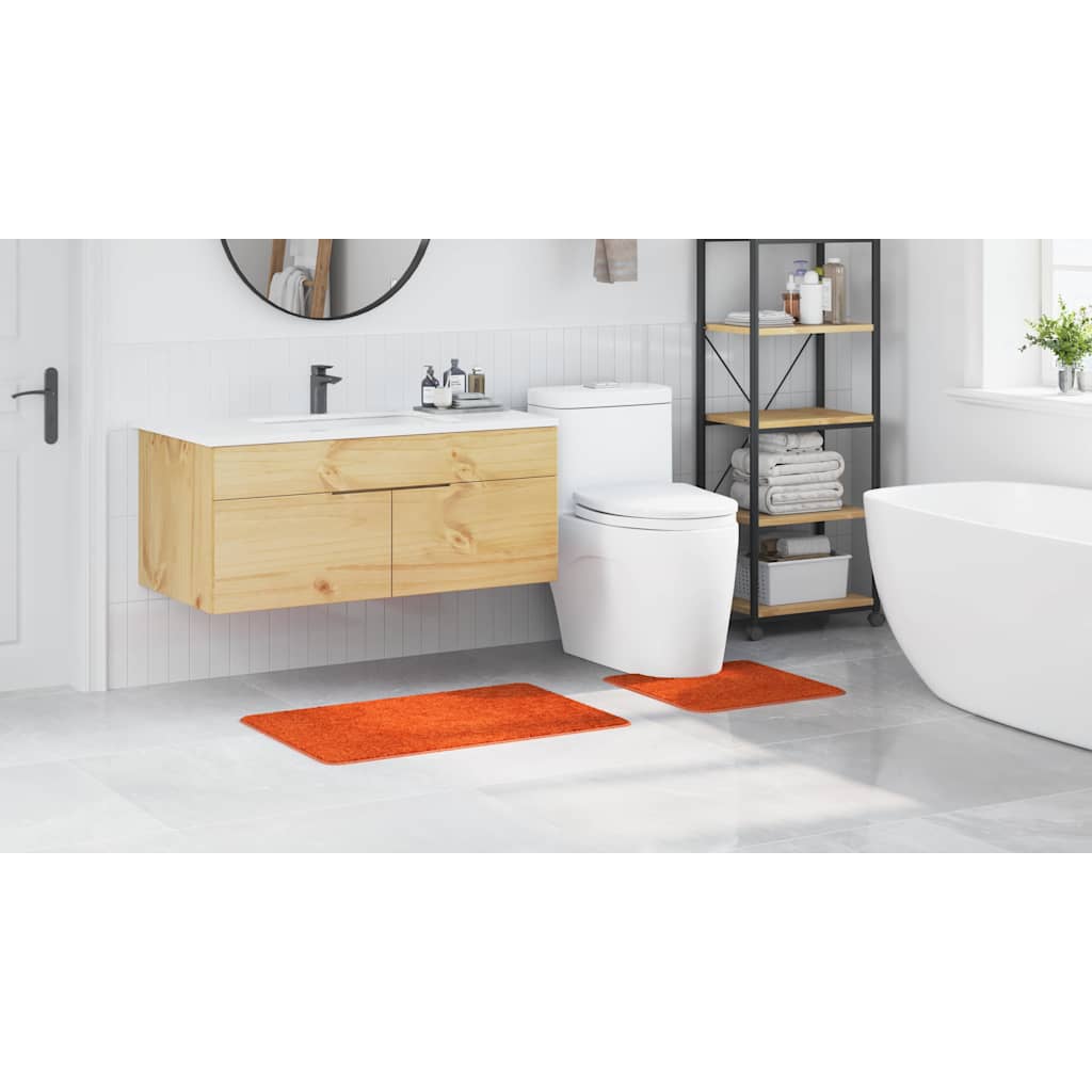 Anti-Skli Baderomsmatte Sett 2 Pcs Oransje Pp