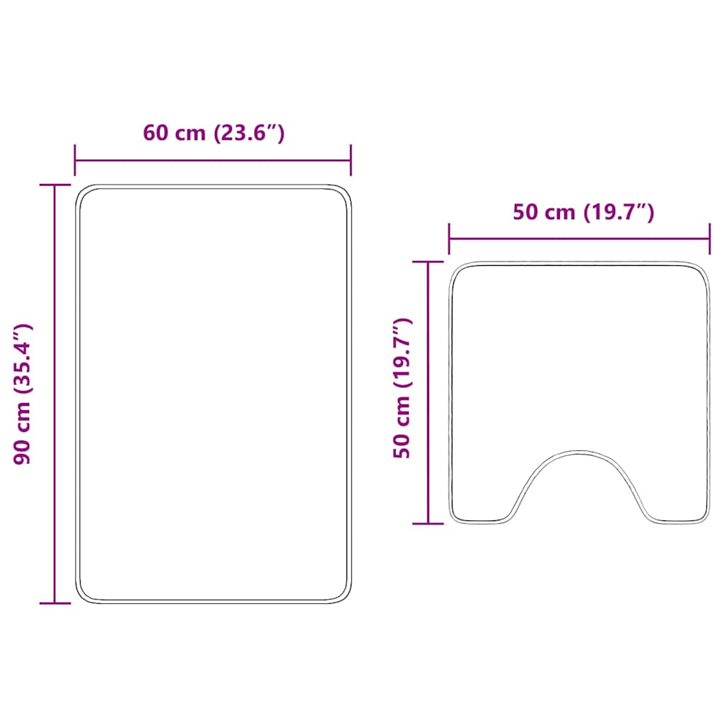 Anti-Skli Baderomsmatte Sett 2 Pcs Lilla Pp