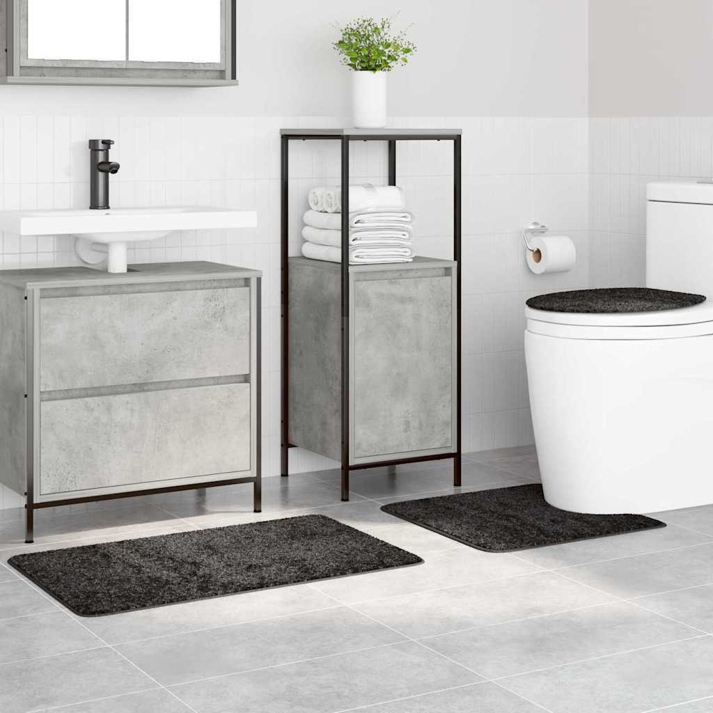 Anti-Skli Baderomsmatte Sett 3 Pcs Mørke Grå 50 X 50 Cm Pp
