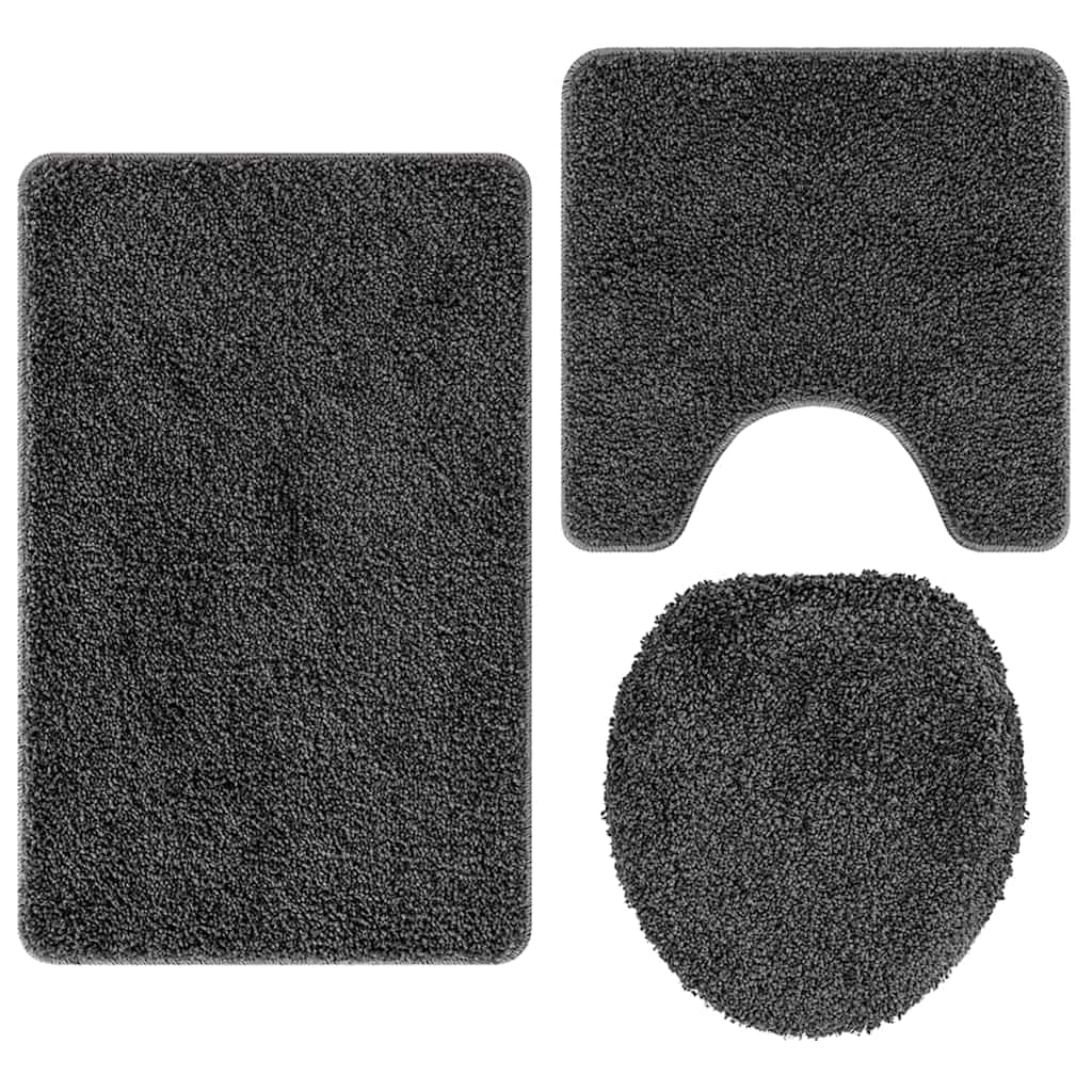 Anti-Skli Baderomsmatte Sett 3 Pcs Mørke Grå 50 X 50 Cm Pp