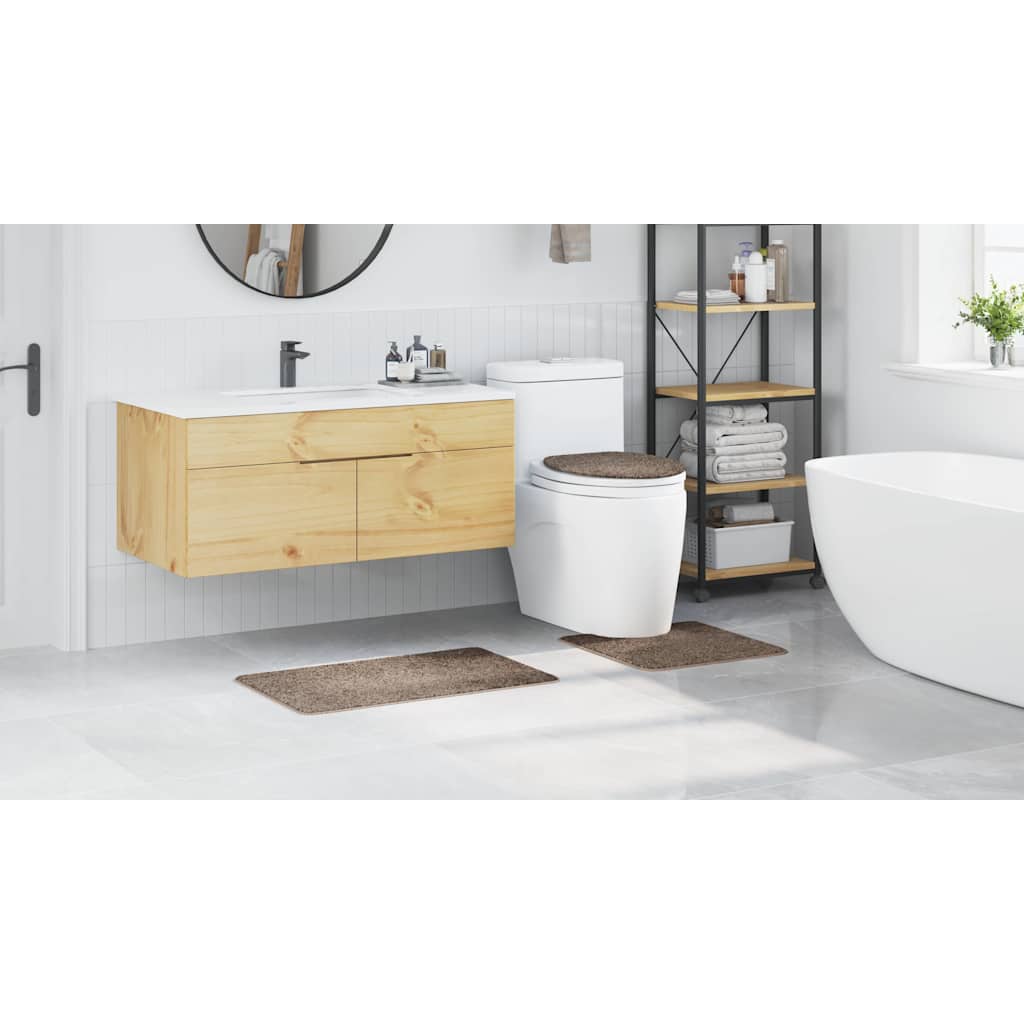 Anti-Skli Baderomsmatte Sett 3 Pcs Brun 50 X 50 Cm Pp