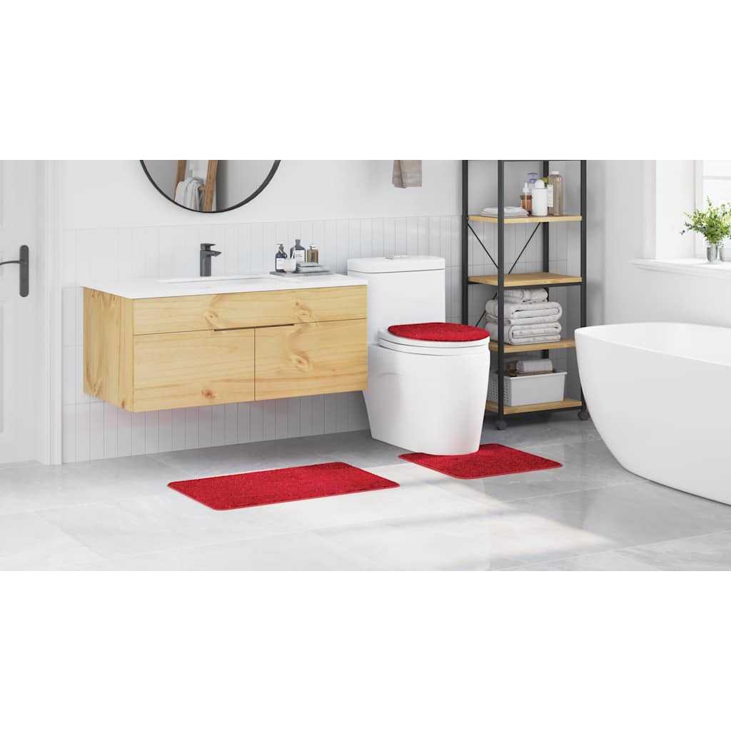 Anti-Skli Baderomsmatte Sett 3 Pcs Rød 50 X 50 Cm Pp