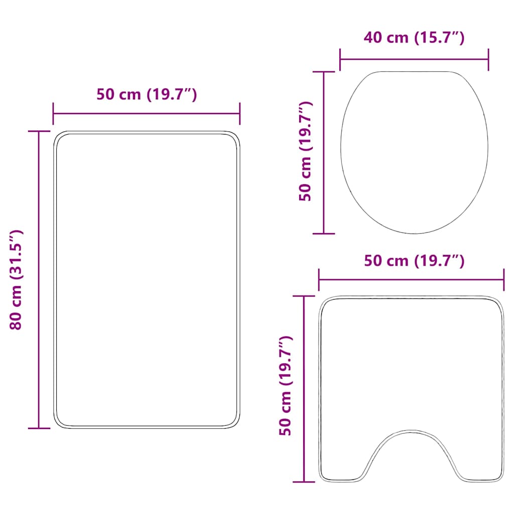 Anti-Skli Baderomsmatte Sett 3 Pcs Turkis 50 X 50 Cm Pp