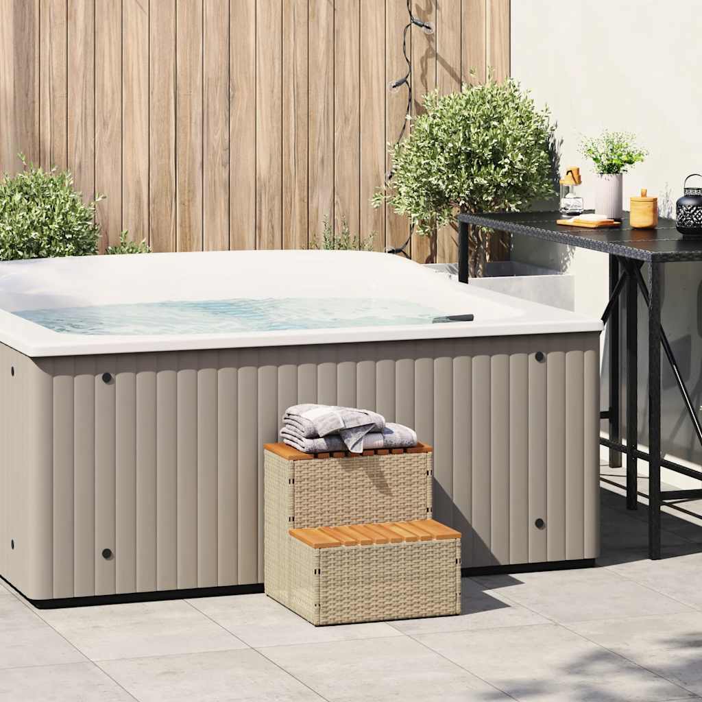 Badestamp Trinn Beige 50X50X50,5 Cm Polyrotting&Heltre Akasie