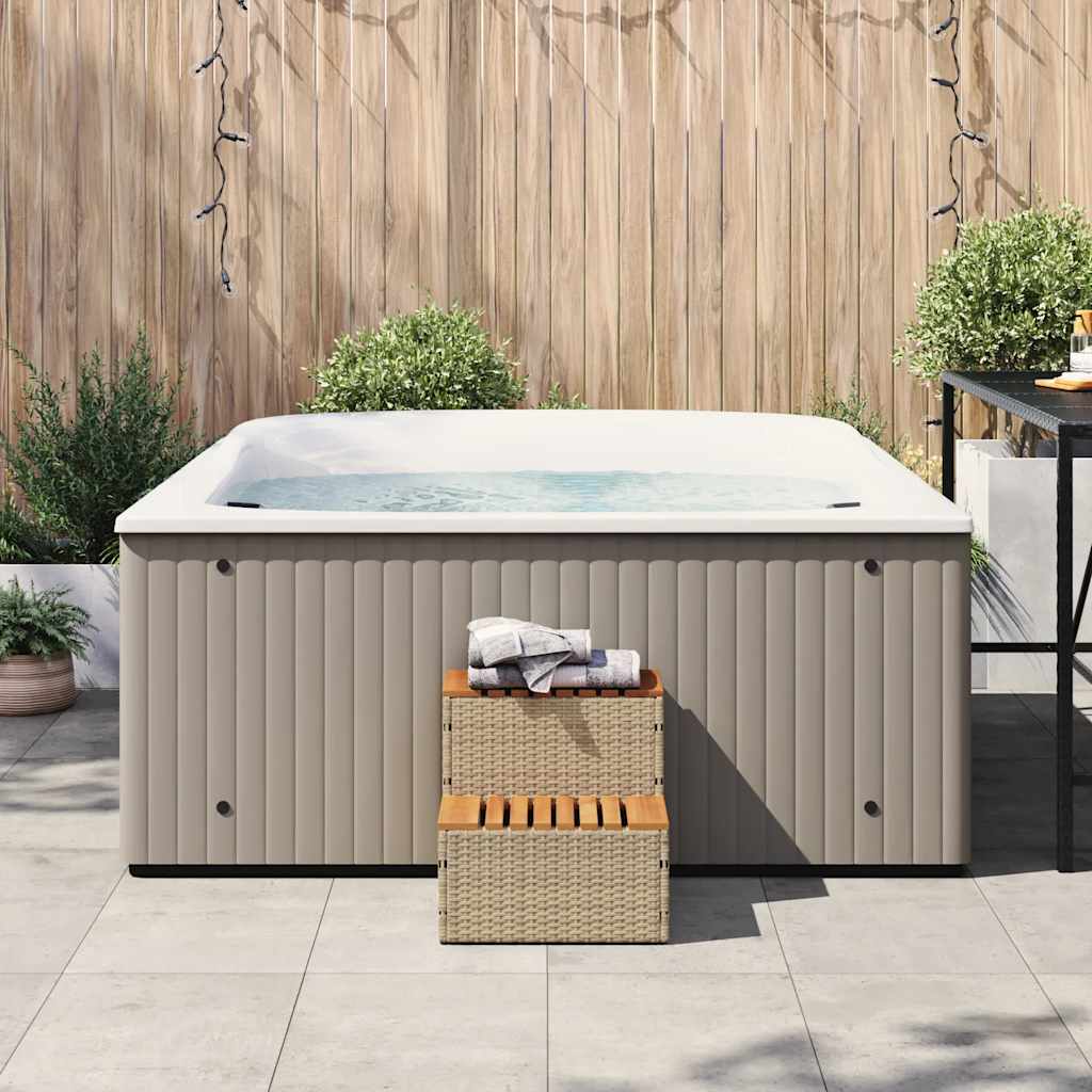 Badestamp Trinn Beige 50X50X50,5 Cm Polyrotting&Heltre Akasie