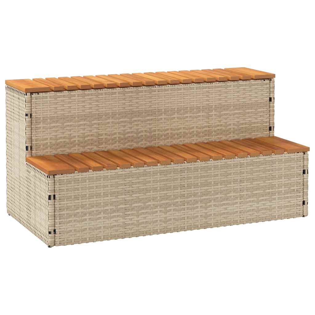 Badestamp Trinn Beige 100X50X50,5 Cm Polyrotting&Heltre Akasie