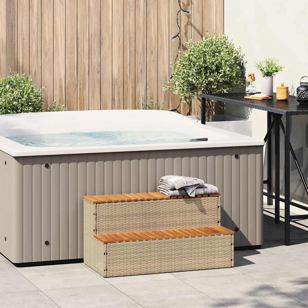 Badestamp Trinn Beige 100X50X50,5 Cm Polyrotting&Heltre Akasie