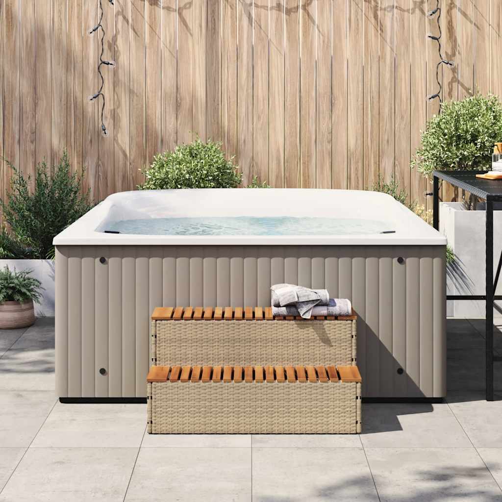 Badestamp Trinn Beige 100X50X50,5 Cm Polyrotting&Heltre Akasie