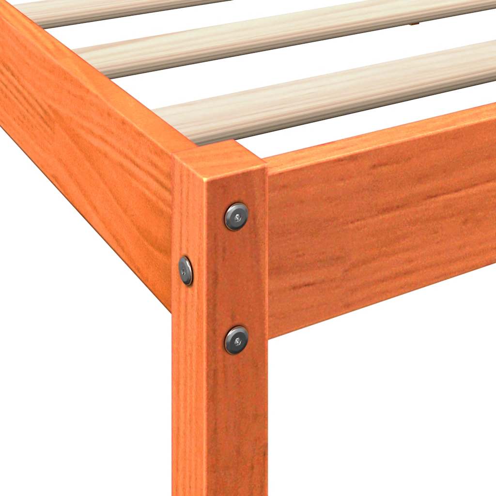 Seng Med Bokhylle Uten Madrass Voksbrun 120X200 Cm Heltre Furu