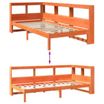 Seng Med Bokhylle Uten Madrass Voksbrun 100X200 Cm Heltre Furu