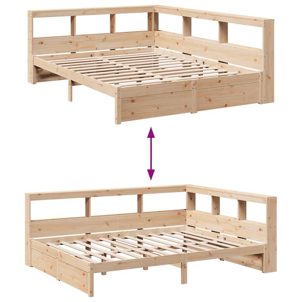 Seng Med Bokhylle Uten Madrass 140X200 Cm Heltre Furu