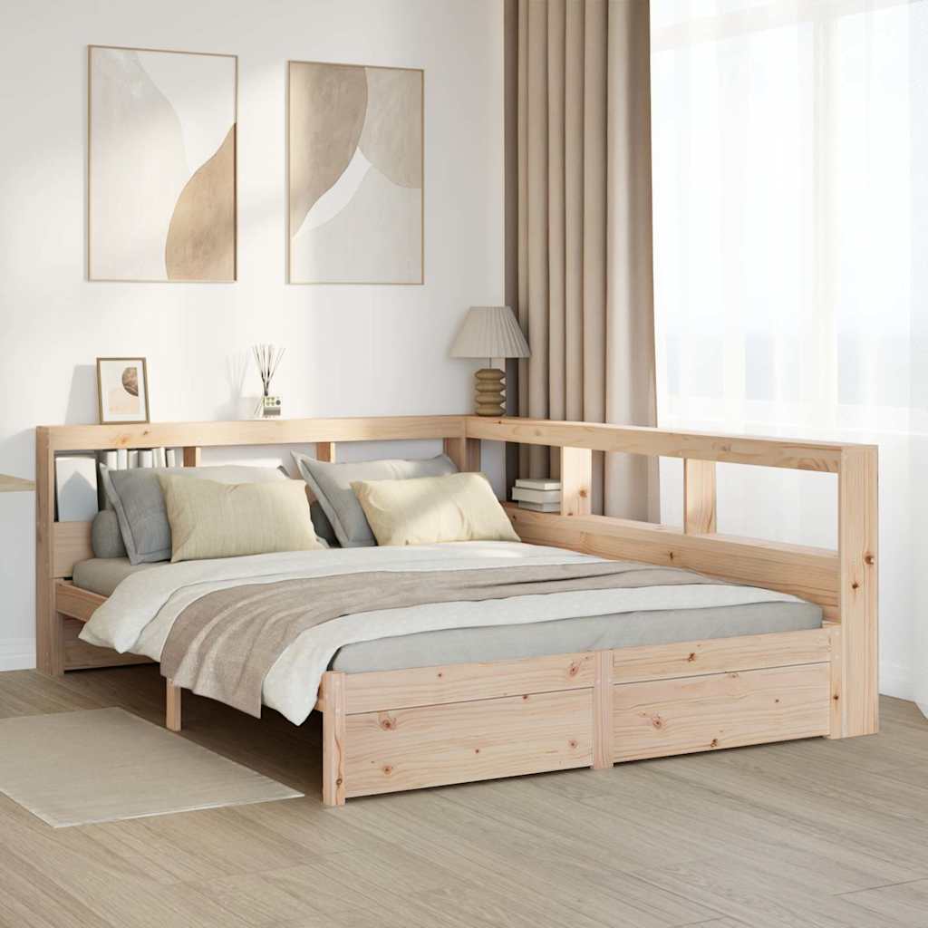 Seng Med Bokhylle Uten Madrass 140X200 Cm Heltre Furu