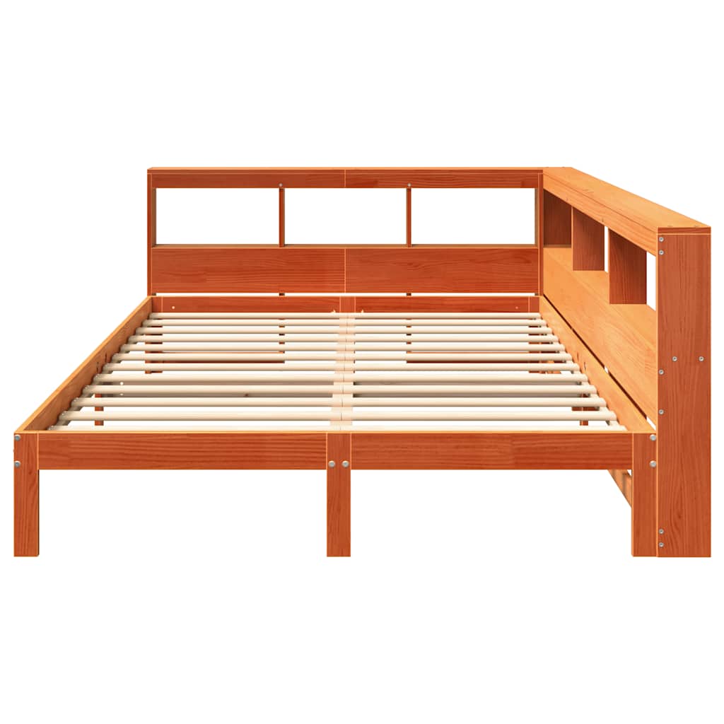 Seng Med Bokhylle Uten Madrass Voksbrun 140X200 Cm Heltre Furu