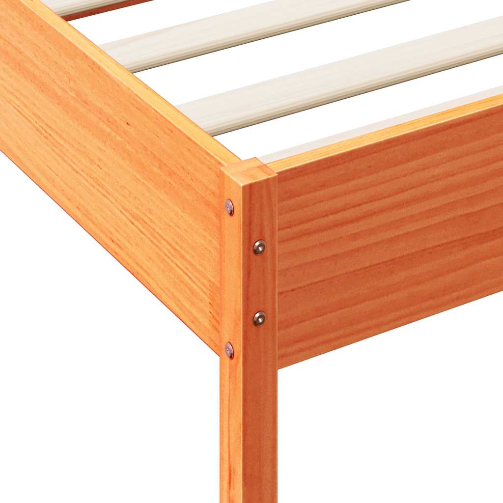 Seng Med Bokhylle Uten Madrass Voksbrun 140X200 Cm Heltre Furu