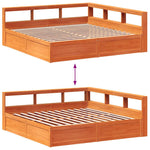 Seng Med Bokhylle Uten Madrass Voksbrun 180X200 Cm Heltre Furu