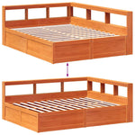 Seng Med Bokhylle Uten Madrass Voksbrun 140X200 Cm Heltre Furu