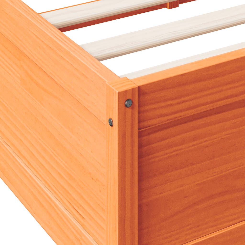 Seng Med Bokhylle Uten Madrass Voksbrun 120X200 Cm Heltre Furu