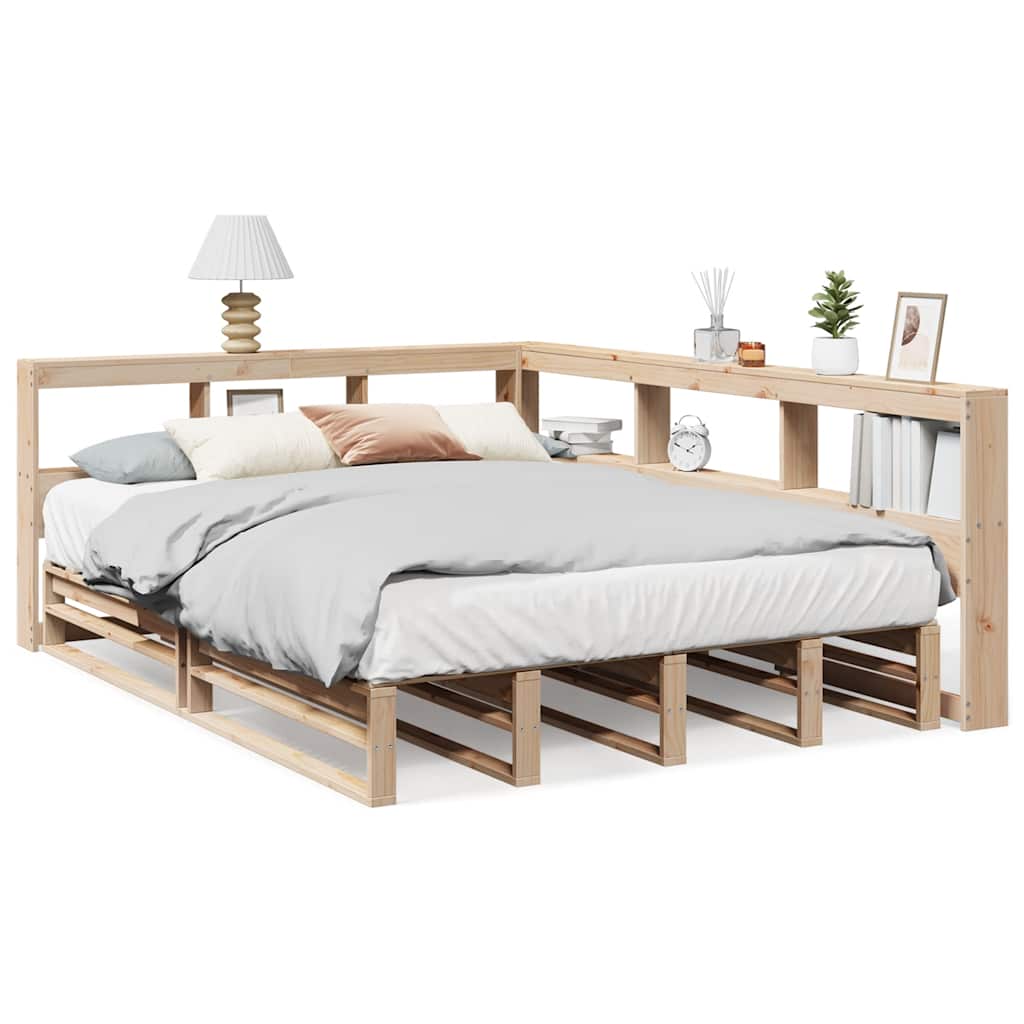 Seng Med Bokhylle Uten Madrass 140X200 Cm Heltre Furu