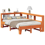 Seng Med Bokhylle Uten Madrass Voksbrun 120X200 Cm Heltre Furu