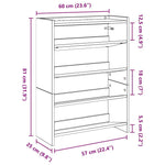 Skohylle Hvit 60X25X81 Cm Konstruert Tre